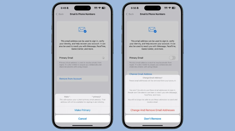 凌海苹果手机维修分享苹果 iOS 18.1 支持设置“主要”邮箱地址并更改 iCloud 邮箱 