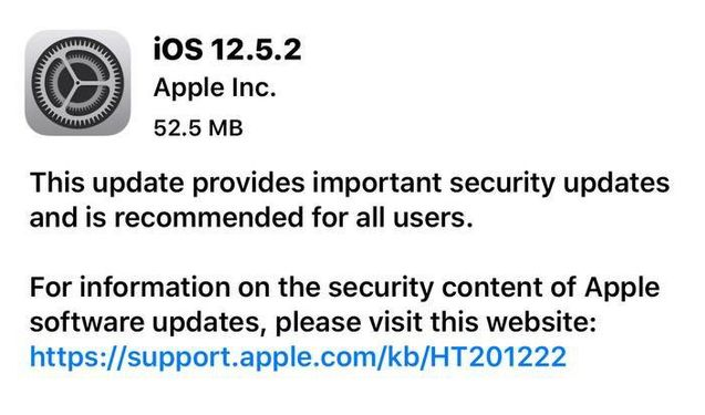 凌海苹果手机维修分享iOS12.5.2发布，建议所有老苹果用户安装 